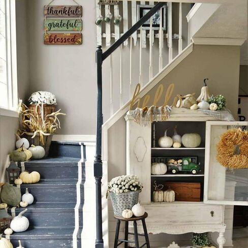 ديكور جدار ريفي 3 قطع شاكرين ممتنين مباركة لوحة خشبية علامات معلقة علامات ديكور الحائط لغرفة المعيشة غرفة نوم المطبخ ديكور المنزل والمكتب in Kuwait