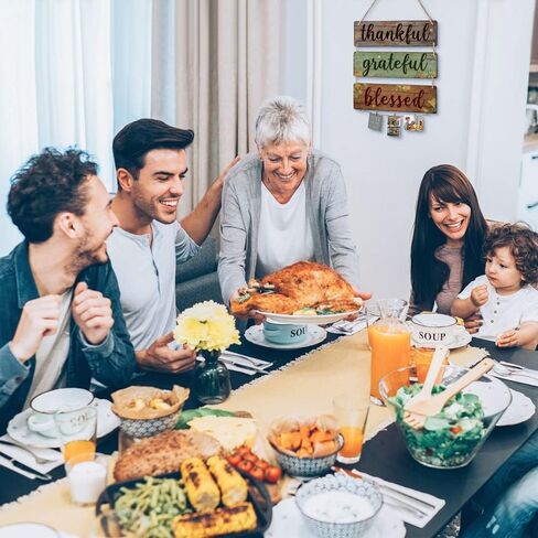 ديكور جدار ريفي 3 قطع شاكرين ممتنين مباركة لوحة خشبية علامات معلقة علامات ديكور الحائط لغرفة المعيشة غرفة نوم المطبخ ديكور المنزل والمكتب in Kuwait