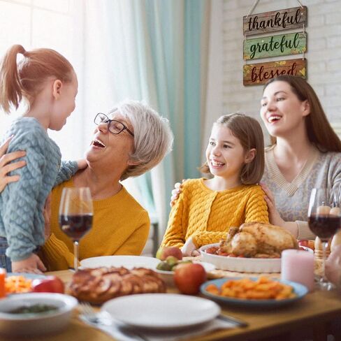 ديكور جدار ريفي 3 قطع شاكرين ممتنين مباركة لوحة خشبية علامات معلقة علامات ديكور الحائط لغرفة المعيشة غرفة نوم المطبخ ديكور المنزل والمكتب in Kuwait