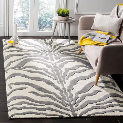 SAFAVIEH Cambridge Collection Accent Rug - 2' x 3', Ivory & Dark Grey, Handmade Animal Print Wool, Ideal for High Traffic Areas in Entryway, Living Room, Bedroom (CAM709A) in Saudi Arabia