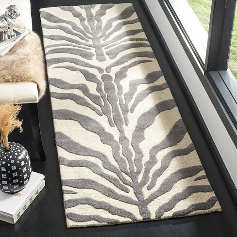 SAFAVIEH Cambridge Collection Accent Rug - 2' x 3', Ivory & Dark Grey, Handmade Animal Print Wool, Ideal for High Traffic Areas in Entryway, Living Room, Bedroom (CAM709A) in Saudi Arabia