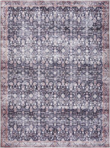 Nourison Brilliance Machine Washable Traditional Vintage Navy/Ivory 7'10" x 9'10" Area -Rug, Easy -Cleaning, Non Shedding, Bed Room, Living Room, Dining Room, Kitchen (8x10) in Kuwait