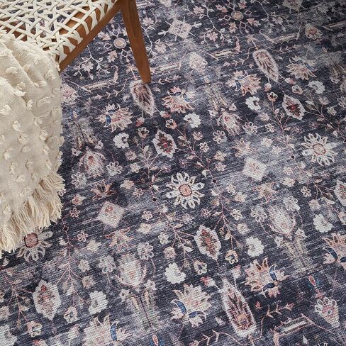 Nourison Brilliance Machine Washable Traditional Vintage Navy/Ivory 7'10" x 9'10" Area -Rug, Easy -Cleaning, Non Shedding, Bed Room, Living Room, Dining Room, Kitchen (8x10) in Kuwait