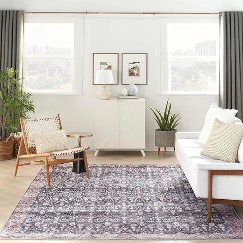 Nourison Brilliance Machine Washable Traditional Vintage Navy/Ivory 7'10" x 9'10" Area -Rug, Easy -Cleaning, Non Shedding, Bed Room, Living Room, Dining Room, Kitchen (8x10) in Kuwait