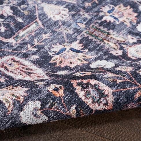 Nourison Brilliance Machine Washable Traditional Vintage Navy/Ivory 7'10" x 9'10" Area -Rug, Easy -Cleaning, Non Shedding, Bed Room, Living Room, Dining Room, Kitchen (8x10) in Kuwait