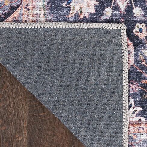 Nourison Brilliance Machine Washable Traditional Vintage Navy/Ivory 7'10" x 9'10" Area -Rug, Easy -Cleaning, Non Shedding, Bed Room, Living Room, Dining Room, Kitchen (8x10) in Kuwait