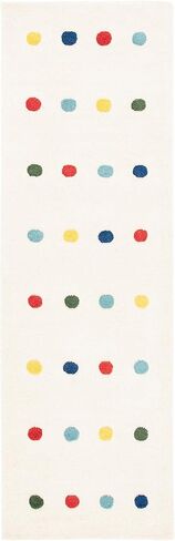 SAFAVIEH Kids Collection Accent Rug - 4' x 6', Ivory, Handmade Polka Dot Wool, Ideal for High Traffic Areas in Playroom, Nursery, Bedroom (SFK804A) in Saudi Arabia