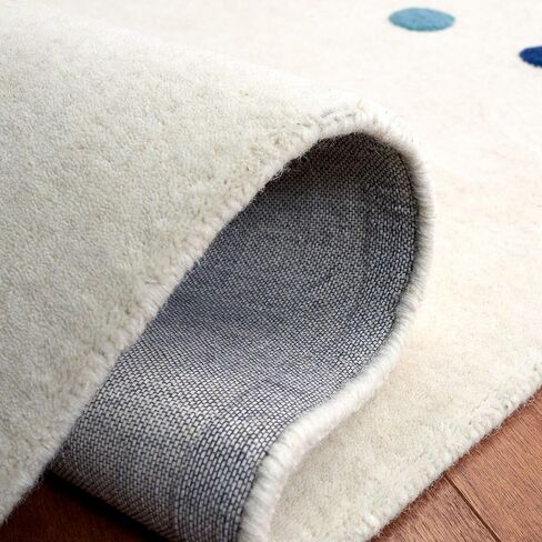 SAFAVIEH Kids Collection Accent Rug - 4' x 6', Ivory, Handmade Polka Dot Wool, Ideal for High Traffic Areas in Playroom, Nursery, Bedroom (SFK804A) in Saudi Arabia