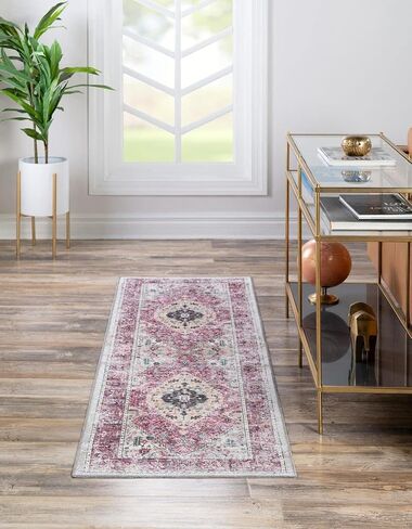 سجادة منطقة Loom Yara Collection الفريدة - ياش (2 × 5 قدم 1 بوصة، وردي مرجاني فاتح/أزرق) in Saudi Arabia