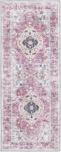 سجادة منطقة Loom Yara Collection الفريدة - ياش (2 × 5 قدم 1 بوصة، وردي مرجاني فاتح/أزرق) in Saudi Arabia
