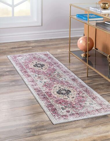 سجادة منطقة Loom Yara Collection الفريدة - ياش (2 × 5 قدم 1 بوصة، وردي مرجاني فاتح/أزرق) in Saudi Arabia