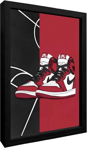 Lixinxuyang-إطار Hypebeast جدار الفن مايكل جوردان المشارك يطبع حذاء رياضة الهواء الأردن أحذية قماش جدار الفن في سن المراهقة الصبي غرفة ديكور in Saudi Arabia