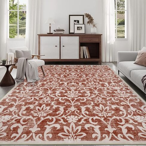 Lukinbox Boho Kitchen Runner Rugs, 2x6 Oriental Washable Runner Rugs for Hallway, Vintage Floral Non-Slip Low Pile Distressed Accent Kitchen Rug Carpet Runner for Bathroom Bedroom Entryway (Khaki) in Saudi Arabia