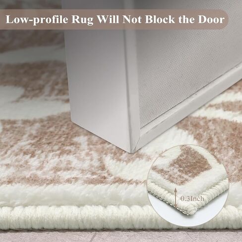 Lukinbox Boho Kitchen Runner Rugs, 2x6 Oriental Washable Runner Rugs for Hallway, Vintage Floral Non-Slip Low Pile Distressed Accent Kitchen Rug Carpet Runner for Bathroom Bedroom Entryway (Khaki) in Saudi Arabia