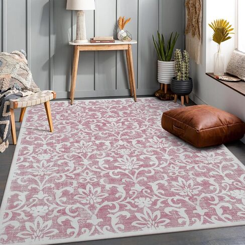 Lukinbox Boho Kitchen Runner Rugs, 2x6 Oriental Washable Runner Rugs for Hallway, Vintage Floral Non-Slip Low Pile Distressed Accent Kitchen Rug Carpet Runner for Bathroom Bedroom Entryway (Khaki) in Saudi Arabia