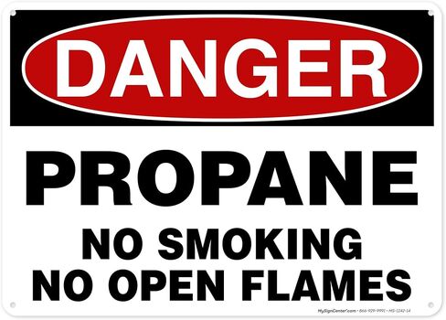 Danger Propane No Smoking No Open Flames Sign, 10x14 Inches, Rust Free .040 Aluminum, Fade Resistant, Made in USA by My Sign Center in Saudi Arabia
