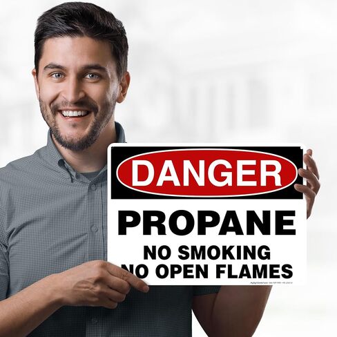 Danger Propane No Smoking No Open Flames Sign, 10x14 Inches, Rust Free .040 Aluminum, Fade Resistant, Made in USA by My Sign Center in Saudi Arabia