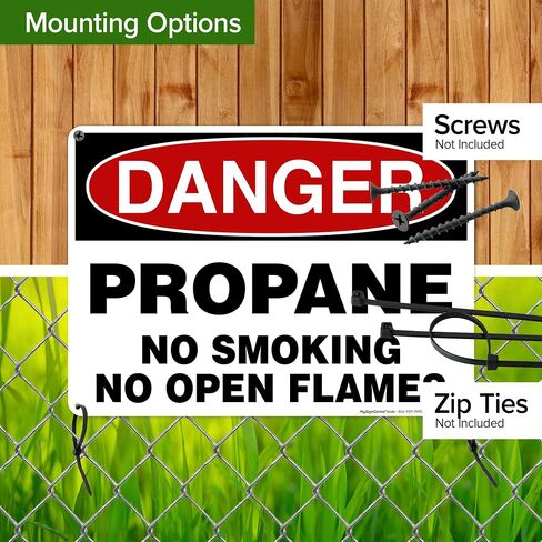 Danger Propane No Smoking No Open Flames Sign, 10x14 Inches, Rust Free .040 Aluminum, Fade Resistant, Made in USA by My Sign Center in Saudi Arabia