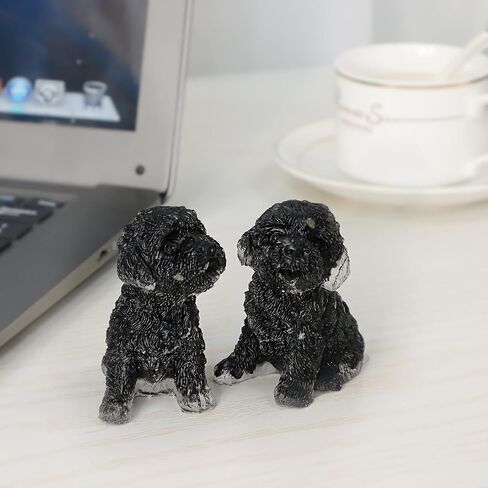 mookaitedecor 2.5 Inch Black Obsidian Crystal Poodle Dog Statue Sitting Animal Dog Sculpture Figurine for Home Decoration Collectible Ornament in Saudi Arabia