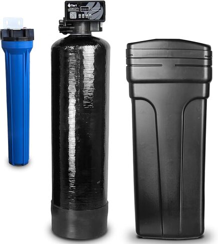 Tier1 Whole House Water Softener System Compact 32,000 Grain High Efficiency with Sediment Pre-filter | Pre-filled mineral tank with 1 cubic foot of Cation Resin | Home Water Filtration System in Saudi Arabia