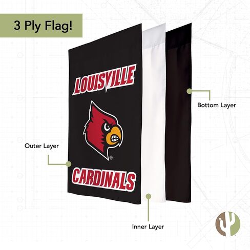 Desert Cactus University of Louisville Garden Flag Cardinals U of L Cards Banner 100% Polyester (Design C) in Saudi Arabia