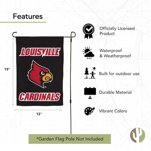 Desert Cactus University of Louisville Garden Flag Cardinals U of L Cards Banner 100% Polyester (Design C) in Saudi Arabia