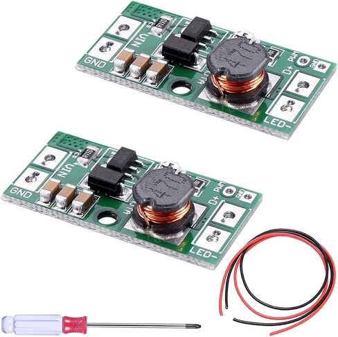 2 pcs Adjustable LED Driver Board DC 6-25V 30-900mA 20W PWM Controller DC-DC Step-Down Constant Current Converter with red and Black Cable Screwdriver in Saudi Arabia