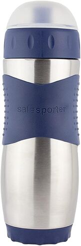 Kid Basix Safe Sporter, Lunch & Sport Stainless Steel Water Bottle, Easy Pull Spout, Mud Cap, Dishwasher Safe, Holds 16oz, Blue in Saudi Arabia