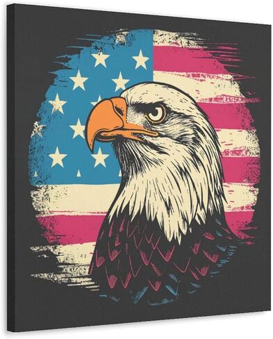 لوحة قماشية بعلم شيبرد الألماني والولايات المتحدة الأمريكية، لوحة جدارية فنية مطبوعة على شكل كلب جبال باتريوت، صورة فنية لديكور غرفة النوم 16 × 16 بوصة (40 × 40 سم) بدون إطار-1-4 in Kuwait