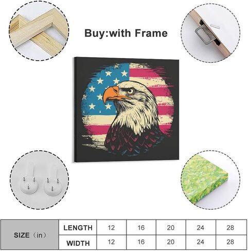 لوحة قماشية بعلم شيبرد الألماني والولايات المتحدة الأمريكية، لوحة جدارية فنية مطبوعة على شكل كلب جبال باتريوت، صورة فنية لديكور غرفة النوم 16 × 16 بوصة (40 × 40 سم) بدون إطار-1-4 in Kuwait