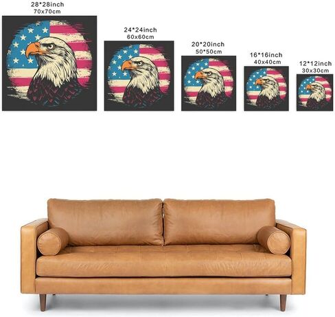لوحة قماشية بعلم شيبرد الألماني والولايات المتحدة الأمريكية، لوحة جدارية فنية مطبوعة على شكل كلب جبال باتريوت، صورة فنية لديكور غرفة النوم 16 × 16 بوصة (40 × 40 سم) بدون إطار-1-4 in Kuwait