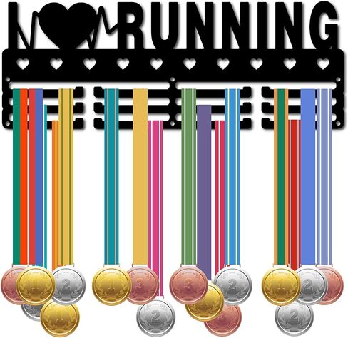 CREATCABIN Figure Skating Medal Hanger Display Medal Holder Rack Sports Metal Hanging over 60 Medals Athlete Awards Iron Wall Mount Decor for Home Badge Race Competition Medalist Black 15.7x5.9Inch in Saudi Arabia