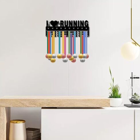 CREATCABIN Figure Skating Medal Hanger Display Medal Holder Rack Sports Metal Hanging over 60 Medals Athlete Awards Iron Wall Mount Decor for Home Badge Race Competition Medalist Black 15.7x5.9Inch in Saudi Arabia