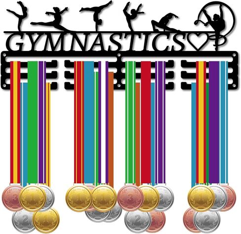 CREATCABIN Figure Skating Medal Hanger Display Medal Holder Rack Sports Metal Hanging over 60 Medals Athlete Awards Iron Wall Mount Decor for Home Badge Race Competition Medalist Black 15.7x5.9Inch in Saudi Arabia