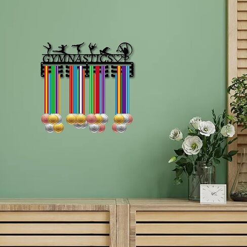 CREATCABIN Figure Skating Medal Hanger Display Medal Holder Rack Sports Metal Hanging over 60 Medals Athlete Awards Iron Wall Mount Decor for Home Badge Race Competition Medalist Black 15.7x5.9Inch in Saudi Arabia