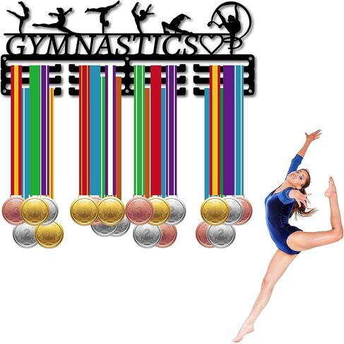 CREATCABIN Figure Skating Medal Hanger Display Medal Holder Rack Sports Metal Hanging over 60 Medals Athlete Awards Iron Wall Mount Decor for Home Badge Race Competition Medalist Black 15.7x5.9Inch in Saudi Arabia