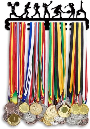 PH PandaHall Medal Hanger Display Rack Hanger Awards Ribbon Holder Medal Hook Race Medal Display Wall Mount Medals Frame for Wall Over 50 Medals Easy to Install in Saudi Arabia
