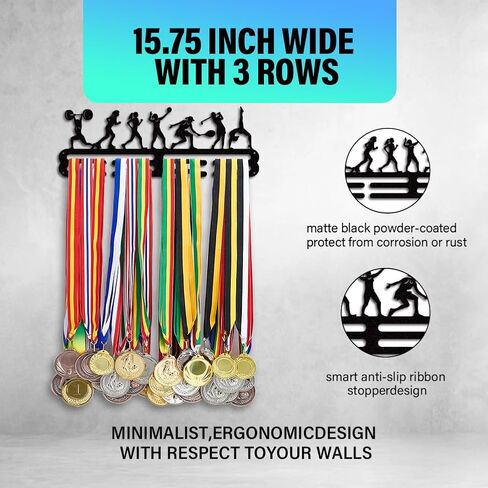 PH PandaHall Medal Hanger Display Rack Hanger Awards Ribbon Holder Medal Hook Race Medal Display Wall Mount Medals Frame for Wall Over 50 Medals Easy to Install in Saudi Arabia