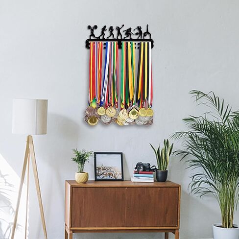 PH PandaHall Medal Hanger Display Rack Hanger Awards Ribbon Holder Medal Hook Race Medal Display Wall Mount Medals Frame for Wall Over 50 Medals Easy to Install in Saudi Arabia