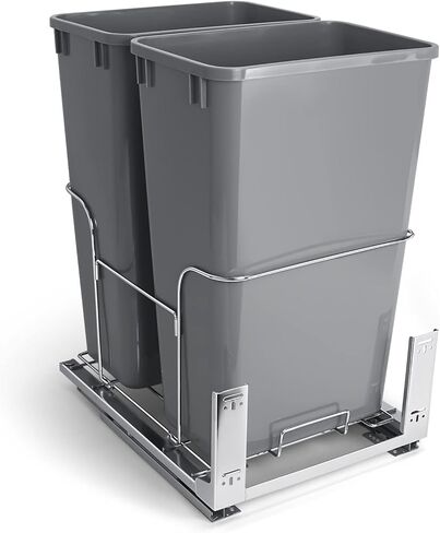 Duwee Under Counter Waste Bin Kicthen,Sliding Pull Out Waste Bin,Recycling Cupboard Cabinet Trash Can Dual Bin,Soft Close Waste Bins Kitchen Cabinet,30×2 Quart Total Capacity in Saudi Arabia