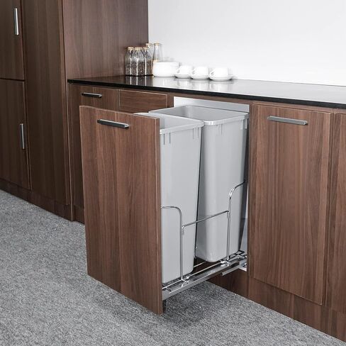 Duwee Under Counter Waste Bin Kicthen,Sliding Pull Out Waste Bin,Recycling Cupboard Cabinet Trash Can Dual Bin,Soft Close Waste Bins Kitchen Cabinet,30×2 Quart Total Capacity in Saudi Arabia