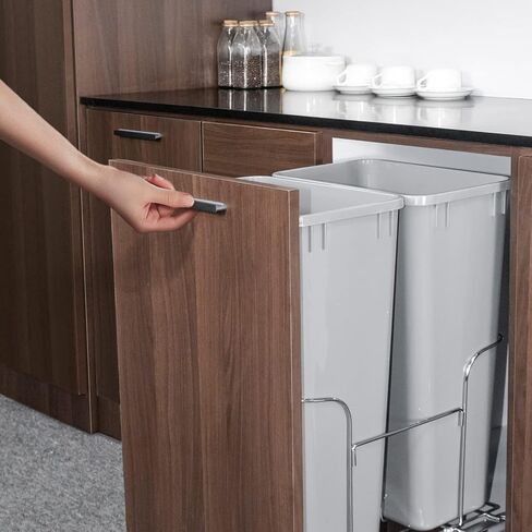 Duwee Under Counter Waste Bin Kicthen,Sliding Pull Out Waste Bin,Recycling Cupboard Cabinet Trash Can Dual Bin,Soft Close Waste Bins Kitchen Cabinet,30×2 Quart Total Capacity in Saudi Arabia