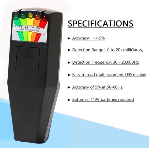 LED Magnetic Field Detector Ghost Hunting Paranormal Equipment Tester Portable Counter (Black, 1 PC) in Saudi Arabia