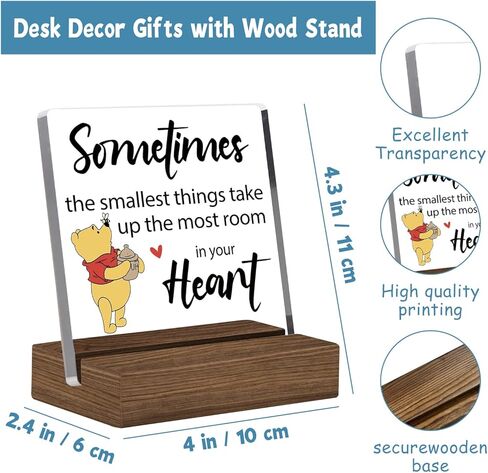 لافتة ديكور مكتبية شفافة مع حامل خشبي، ملهمة ومضحكة من ويني ذا بوه، علامة ديكور لوحة إيجابية مثالية لغرفة النوم المنزلية أو هدية عيد ميلاد المكتب لأفراد عائلة الأصدقاء in Kuwait