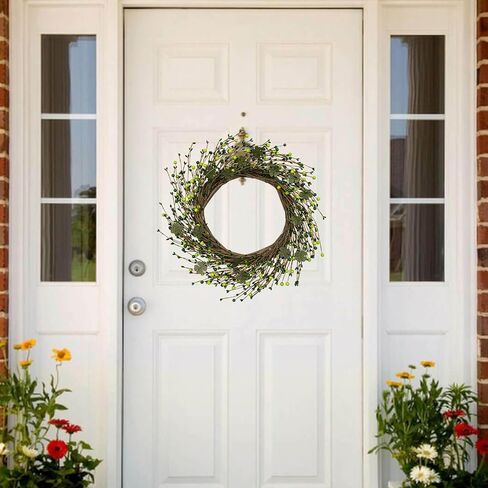 St Patricks Day Wreaths for Front Door 20 Inches Green Shamrock Wreath St Patricks Day Door Wreath with Berry Green Clover for Spring Indoors Outside Home Farmhouse Wall Window in Saudi Arabia