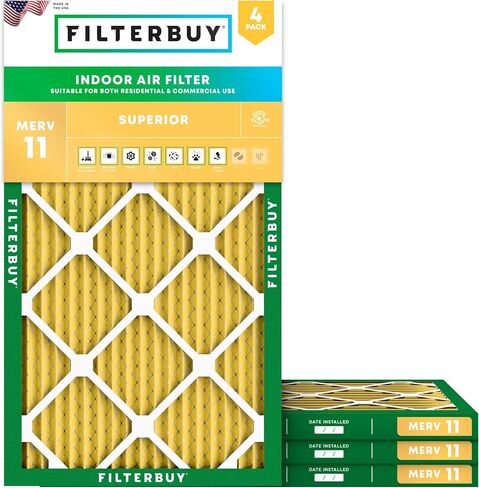 Filterbuy 10x20x1 Air Filter MERV 11 Allergen Defense (4-Pack), Pleated HVAC AC Furnace Air Filters Replacement (Actual Size: 9.50 x 19.50 x 0.75 Inches) in Saudi Arabia