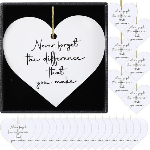 Thank You Gifts Never Forget The Difference You Make Ornament Gifts Heart Acrylic Keepsake Sign Employee Appreciation Gifts for Coworkers School Student Teacher Nurse Gift(12 Pcs) in Saudi Arabia