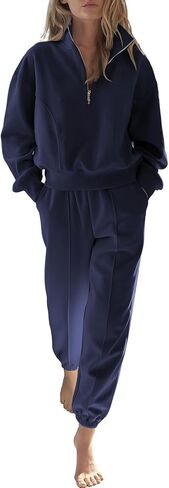 Herseas Women 2 Piece Outfits Sweatsuit Sweatshirt Sweatpants Tracksuit Sweat Lounge Matching Set 2024 Fall Trendy in Saudi Arabia