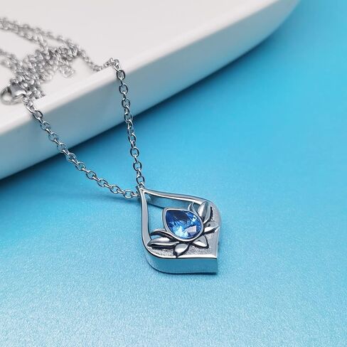 لوتس زهرة جوهرة جرة الحرق القلائد للرماد دمعة تذكارية جرة قلادة مجوهرات الرجال النساء حامل الرماد in Kuwait