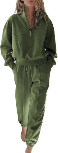 Herseas Women 2 Piece Outfits Sweatsuit Sweatshirt Sweatpants Tracksuit Sweat Lounge Matching Set 2024 Fall Trendy in Saudi Arabia